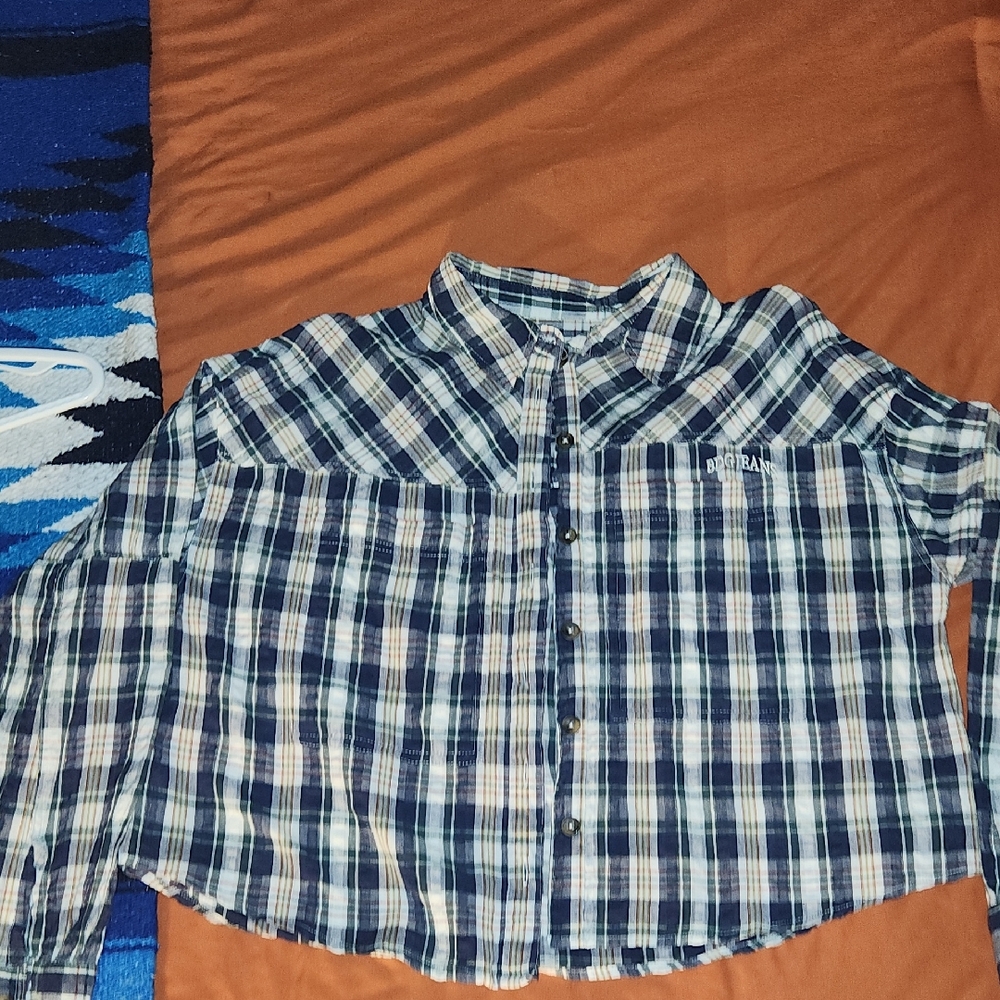 BDG Navy and Cream Plaid Shirt